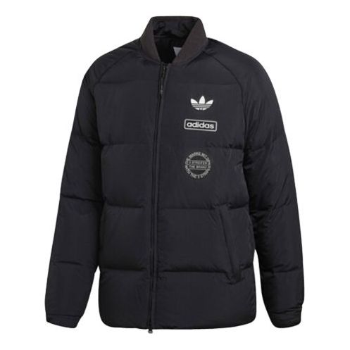 adidas originals Graphic JKT Contrasting Colors Windproof Stay Warm Sports Down Jacket Black DP8555