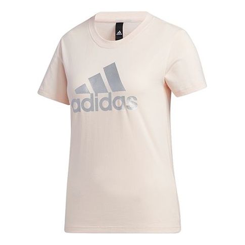 (WMNS) adidas Large Shiny Logo Short Sleeve Pink GK8721