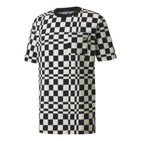 PUMA Contrasting Colors Sports Plaid Round Neck Short Sleeve Black 533033-01