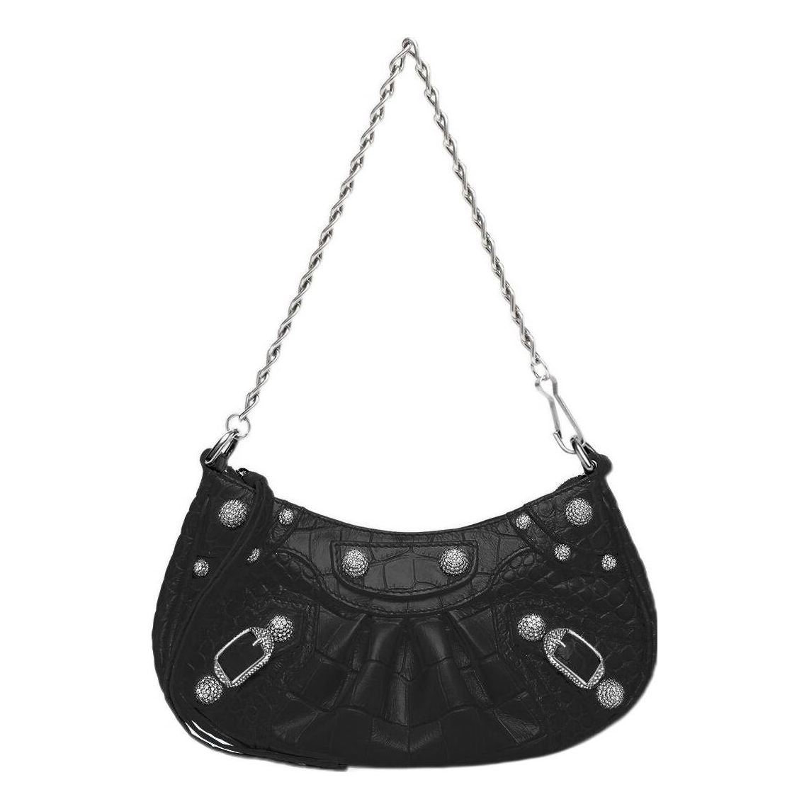 (WMNS) Balenciaga Le Cagole Mini Bag With Chain Crocodile Embossed 'Black' 69581423EJY1000