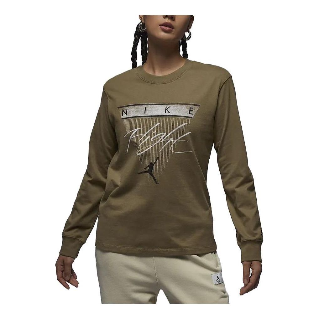 (WMNS) Air Jordan x Nike Long-Sleeve Graphic T-Shirt 'Olivegreen' FD7206-395