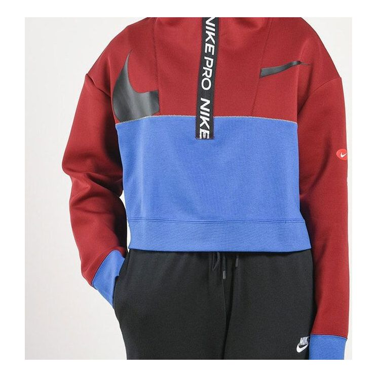 (WMNS) Nike Pro Get Fit Dri-FIT Knit Colorblock Splicing Half Zipper Stand Collar Pullover 'Red Blue' CJ3467-677