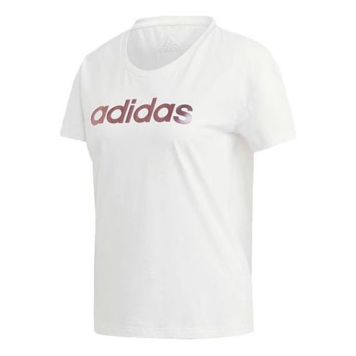 (WMNS) adidas Alphabet Printing Round Neck Training Sports Short Sleeve White GL7802