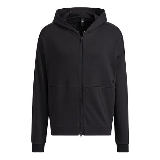 Men's adidas Sports Hooded Zipper Jacket Black HD0079