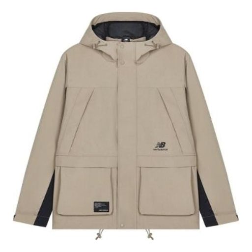 New Balance FW22 Hooded Windproof Jacket 'Beige Black' AMJ23320-DRI