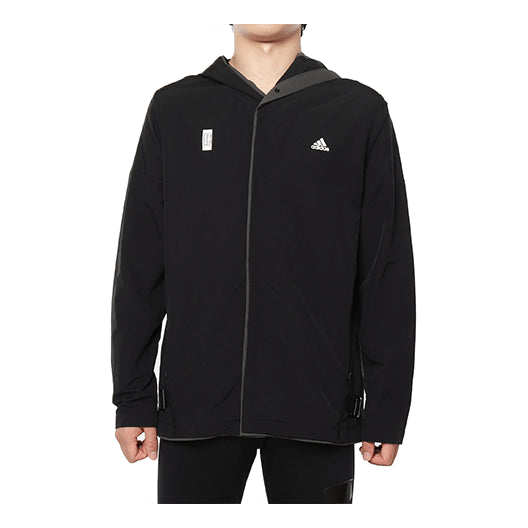 adidas Sports Zipper Woven Long Sleeves Logo Jacket Black DY8756