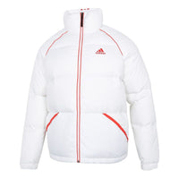 adidas Contrasting Colors Stripe Stand Collar Down Jacket White H20751