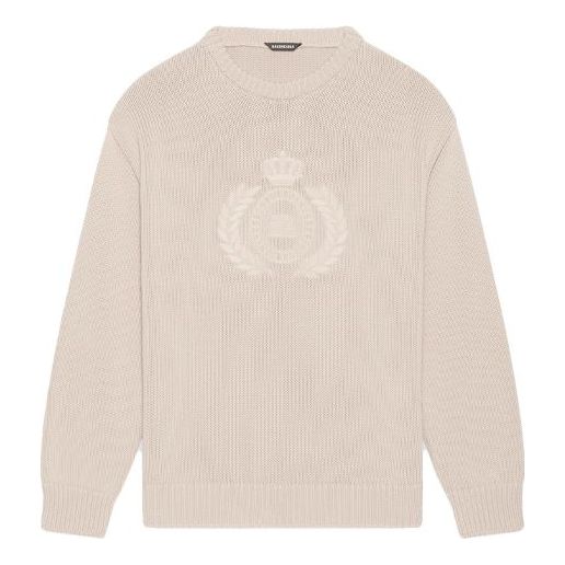 Balenciaga BB Laurel Crown Logo Crewneck Knitted Sweater 'Beige' 664369T32119028