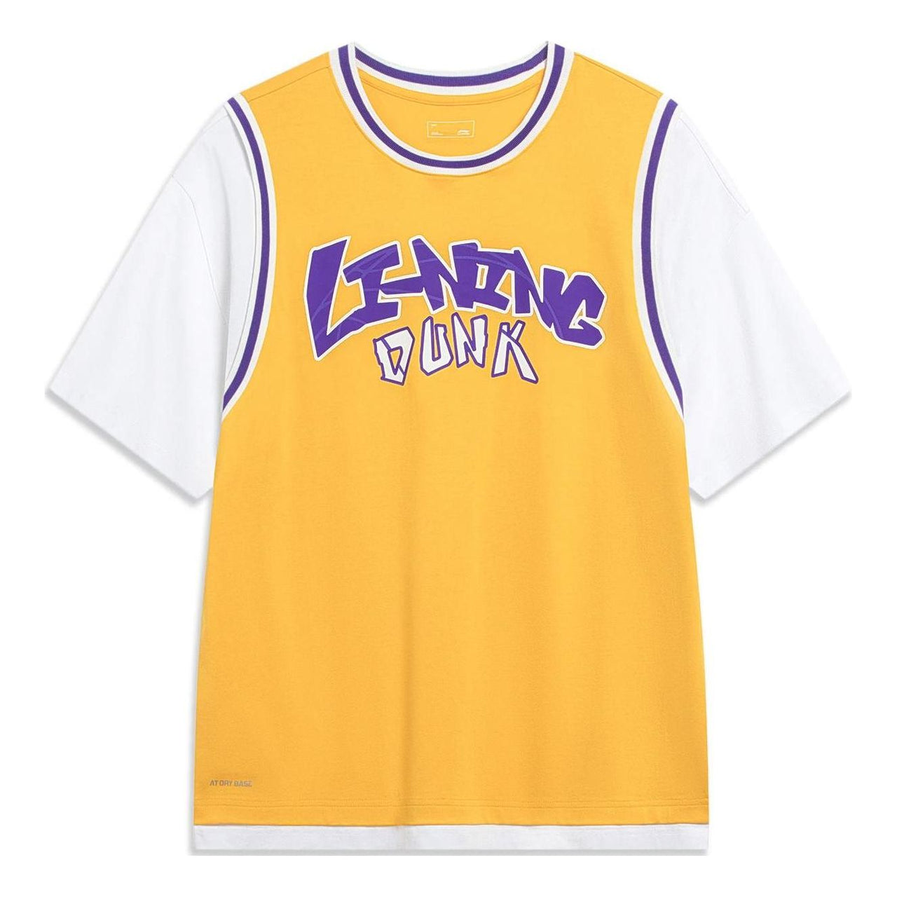 Li-Ning Hoops Graphic Faux Two Piece T-shirt 'Yellow Purple' AHST573-4