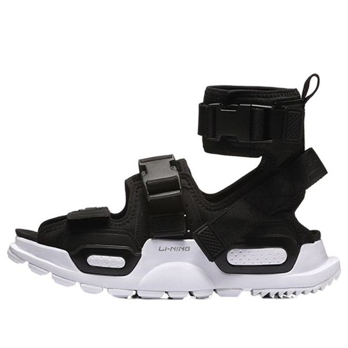 Li-Ning PLATFORM Paris Fashion Week Catwalk Series Black Green Sandals 'Black Green' AGBN077-2