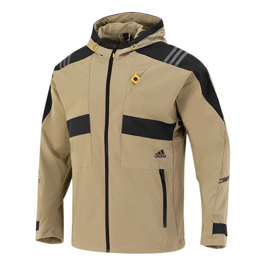 adidas Athleisure Casual Sports hooded Training Knit Jacket Khaki H40238