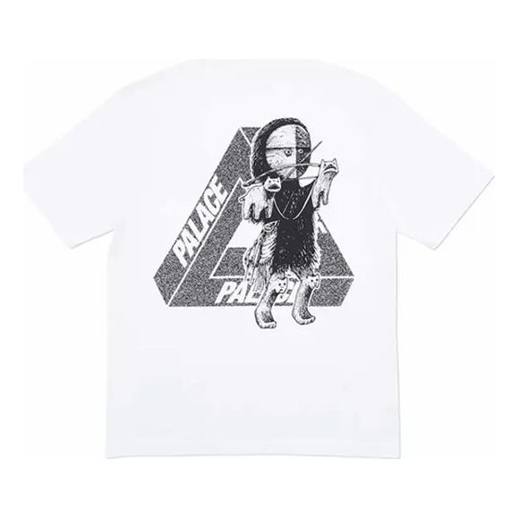 PALACE U Figure Black Back Printing Short Sleeve Unisex White P17TS106