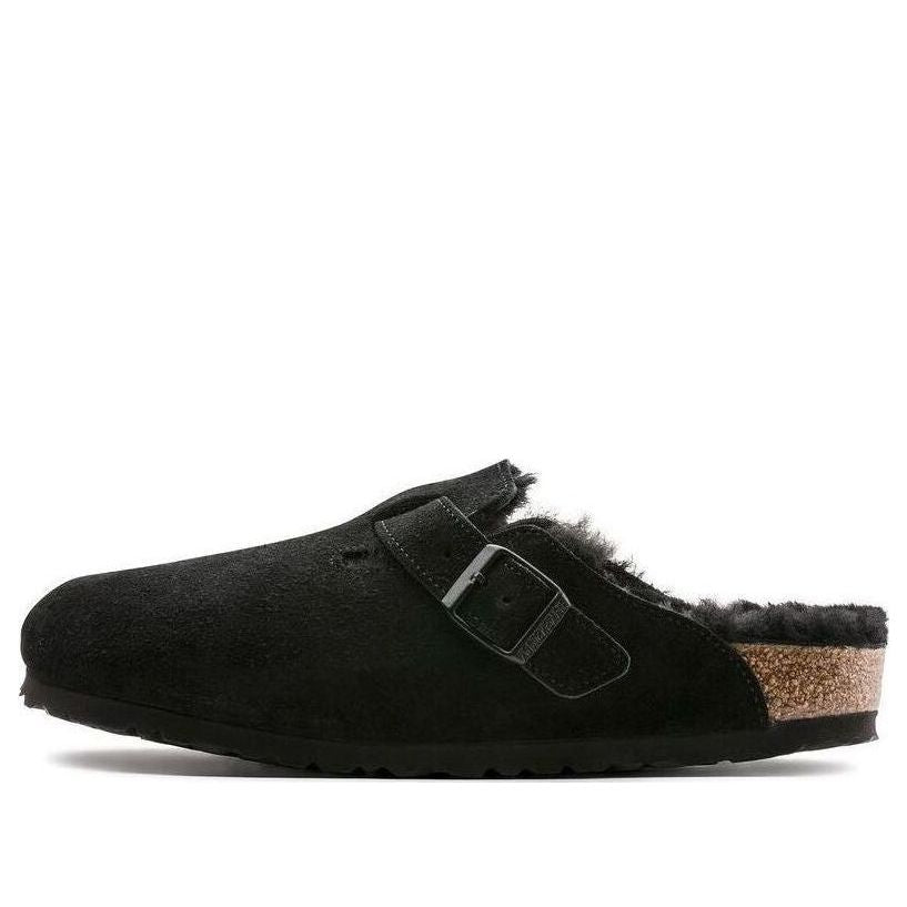 Birkenstock Boston Fur Regular 'Suede Leather Black' 0259881