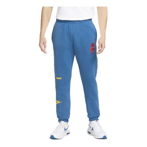 Men's Nike Alphabet Logo Printing Drawstring Lacing Bundle Feet Sports Pants/Trousers/Joggers Blue DM6872-407