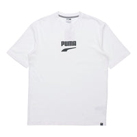 PUMA Downtown Classical Logo Short Sleeve TEE Men White 597348-52