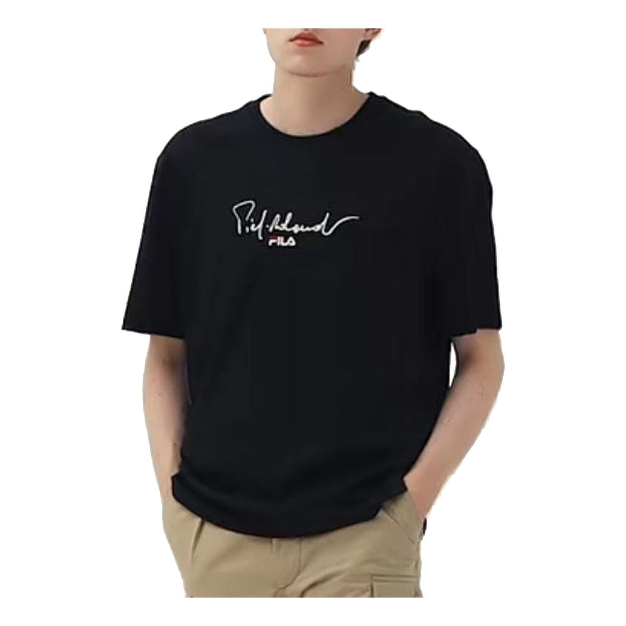 FILA Casual Sports Breathable Knit Round Neck Short Sleeve Black F11M118102F-BK
