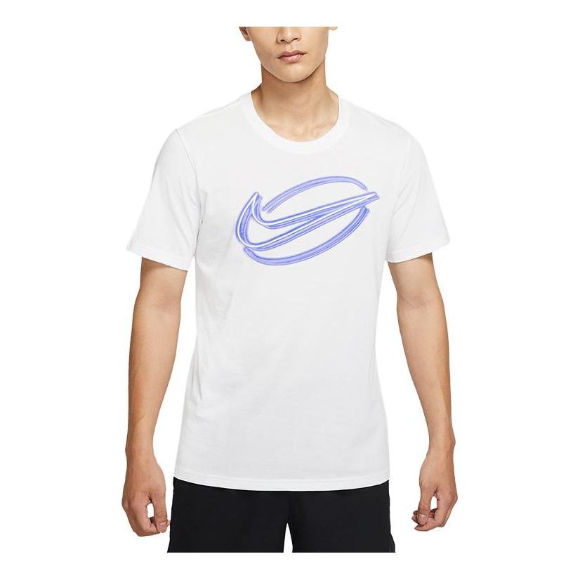 Men's Nike Printing Geometry Pattern Logo Round Neck Short Sleeve White T-Shirt DD6903-100