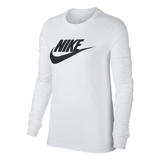 (WMNS) Nike Classic Logo Printed Long-Sleeved Tee 'White' BV6172-100