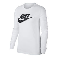 (WMNS) Nike Classic Logo Printed Long-Sleeved Tee 'White' BV6172-100