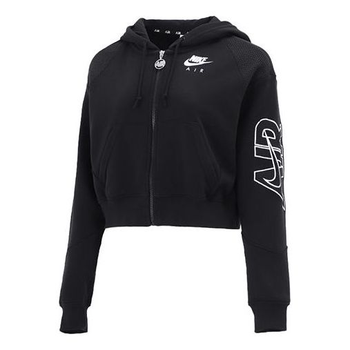(WMNS) Nike Casual Sports Short Knit Hooded Jacket Black DM6064-010