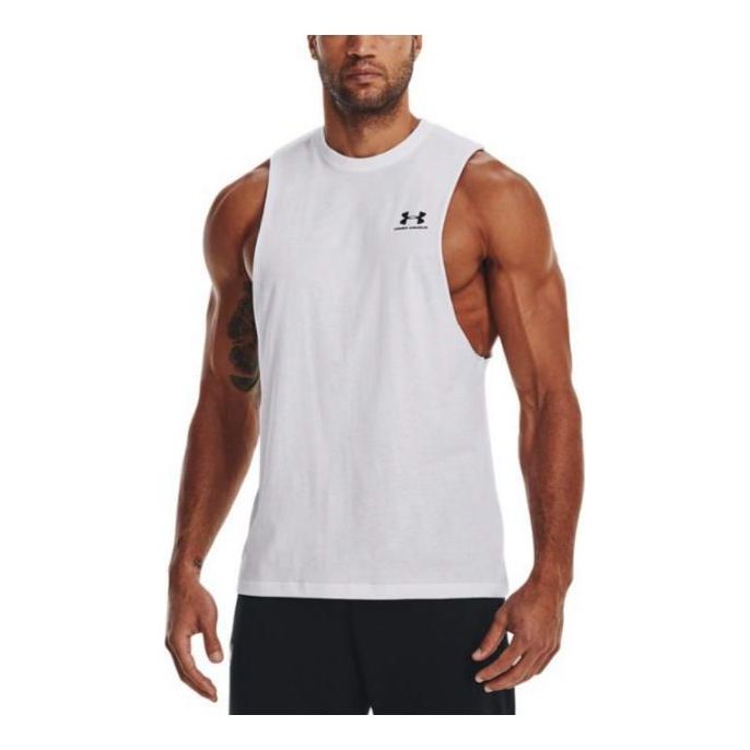 Under Armour Sportstyle Left Chest Cut-Off Tank Top 'White' 1329286-101