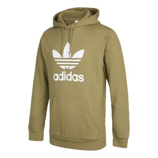 Men's adidas originals Trefoil Hoody Large Logo Printing Sports Green HE4952