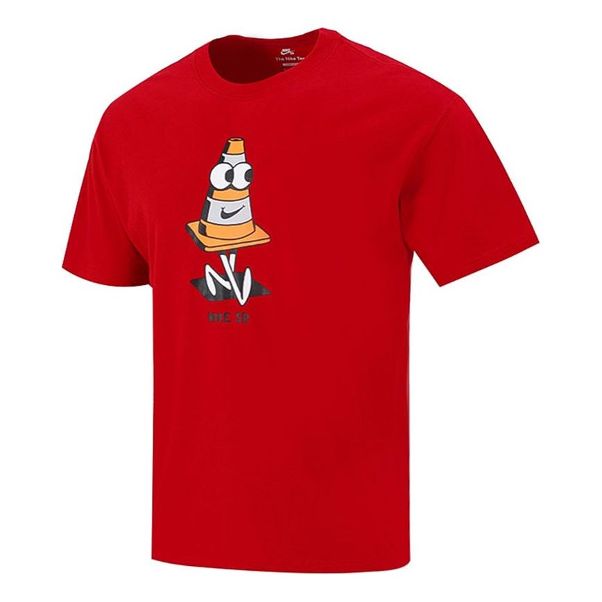 Nike SB Skateboard Funny Printing Sports Round Neck Short Sleeve Red DJ1225-687