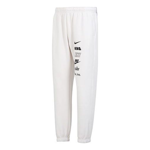 Nike Club Fleece Multi Logo Pants 'White Black' DX0796-030