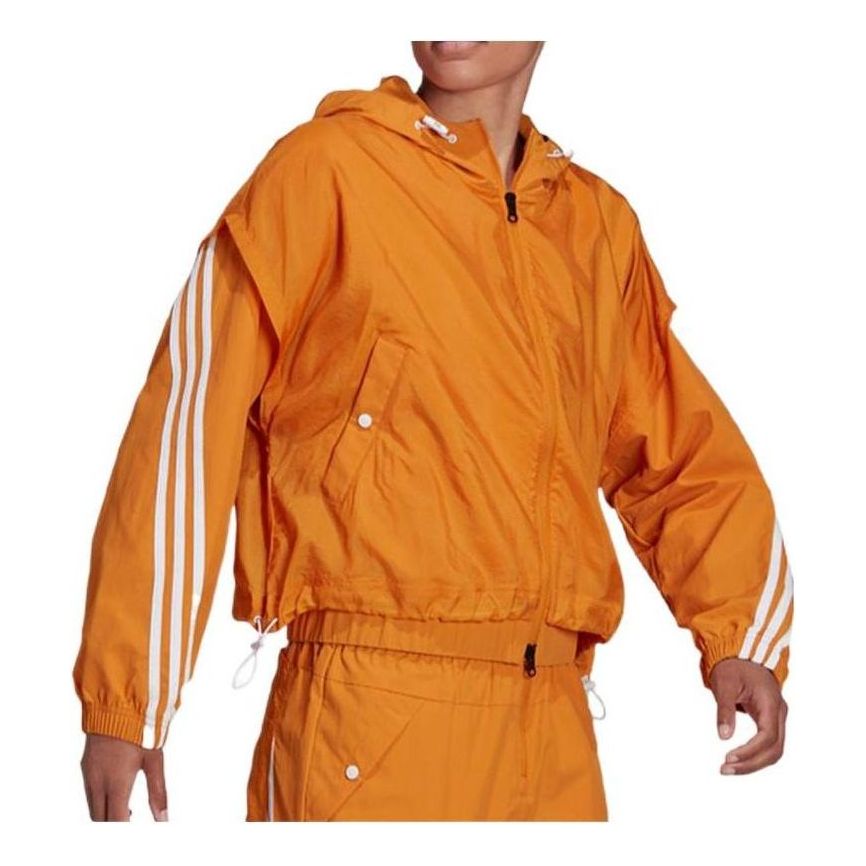(WMNS) adidas Sportswear Future Icons 3-Stripes Woven Hooded Track Top 'Orange' HA0813