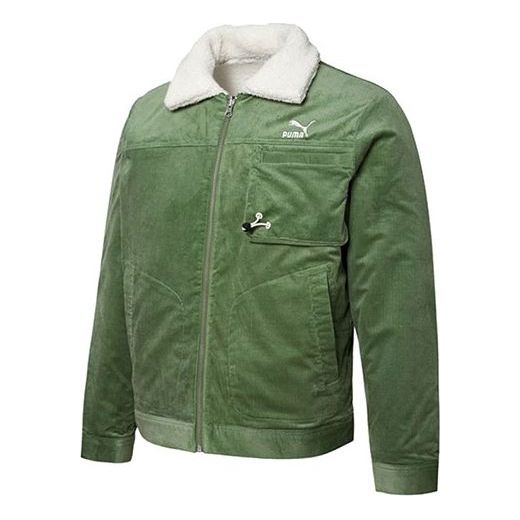 PUMA Cord Embroidered Logo reversible corduroy Jacket Green 534751-67