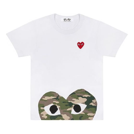 COMME des GARCONS PLAY Camouflage Edge Heart Kawakubo Rei Short Sleeve White AZT243