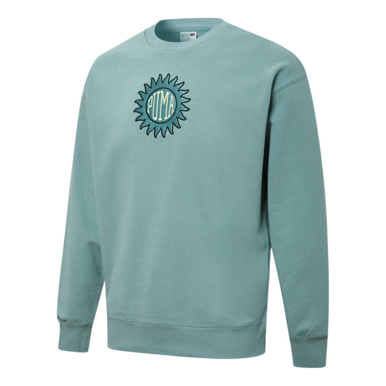 PUMA Downtown Graphic Crew Tr Living Series Logo Embroidered Pattern Knit Round Neck Pullover Blue 533677-50