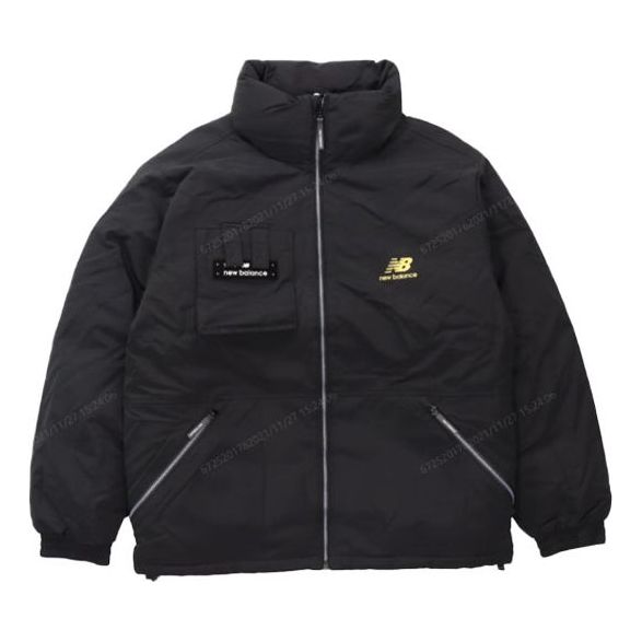 New Balance Logo Print Puffer Jacket 'Black White' AMJ14308-BK