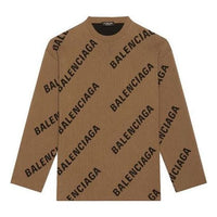 Balenciaga All Over Logo Crewneck Wool Knit Sweater 'Light Brown' 657401T32002900