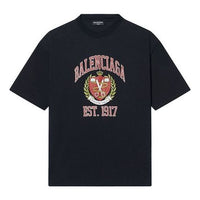 Balenciaga Varsity Logo T-Shirt Medium Fit 'Black' 612966TLV891076