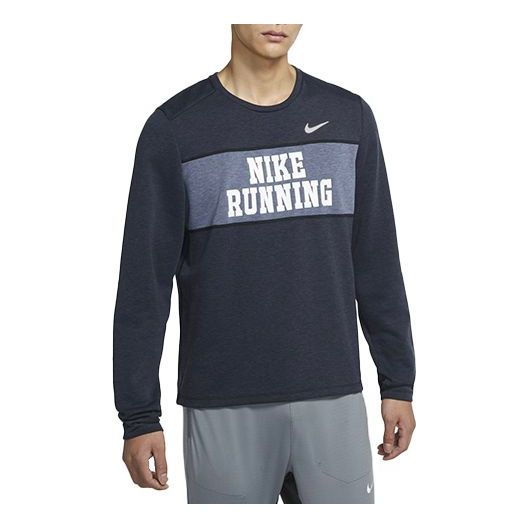 Nike MENS Dri-FIT Heritage Running Sports Printed Crew Neck Blue Dark blue DA3052-011