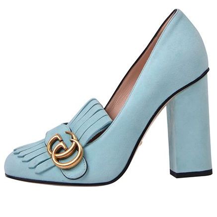 (WMNS) Gucci Marmont Suede Heels 'Light Blue' 408206-C2000-3628