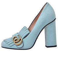 (WMNS) Gucci Marmont Suede Heels 'Light Blue' 408206-C2000-3628