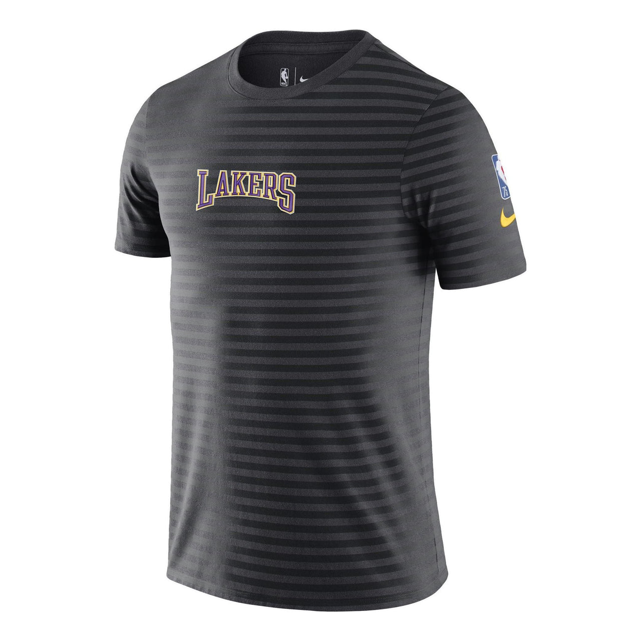 Men's Nike Stripe Alphabet Printing Round Neck Pullover Short Sleeve Brooklyn Nets Black T-Shirt DA5872-060
