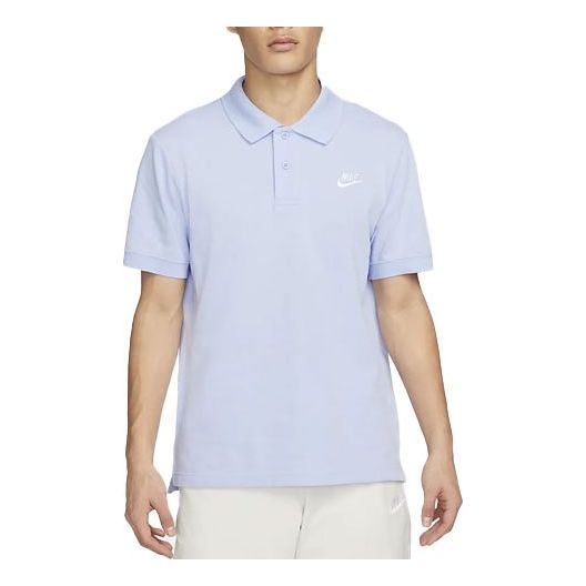 Men's Nike Sportswear Solid Color Lapel Short Sleeve Light Sea Blue Polo Shirt CJ4457-548