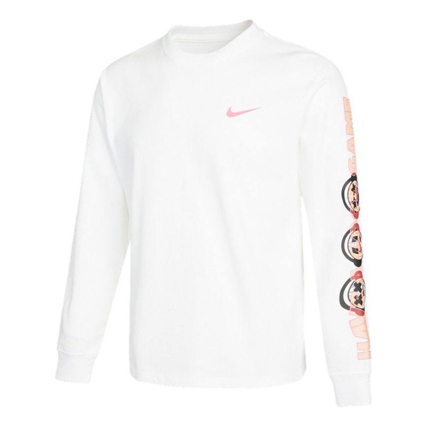 Men's Nike As Nsw Gc Ls Tee Alphabet Pattern Printing Athleisure Casual Sports Long Sleeves White T-Shirt DO6946-100