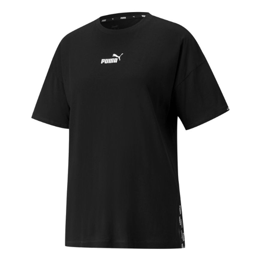 (WMNS) PUMA Power Logo Printing Round NeckSport Short Sleeve Black 847703-01