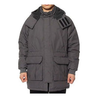 Men's adidas Zipper Hooded Loose With Down Feather Gray Jacket DM1940