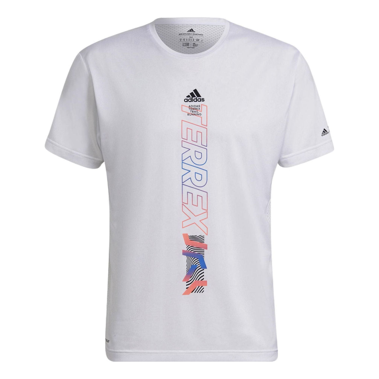 Men's adidas Contrasting Colors Alphabet Printing Round Neck Short Sleeve White Recycled Polyester T-Shirt HA7557