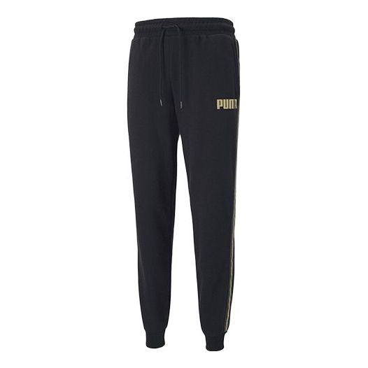 PUMA Metallic Nights Tape logo Printed Knitting Sports Trouser Men Black 587142-01