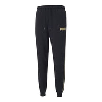 PUMA Metallic Nights Tape logo Printed Knitting Sports Trouser Men Black 587142-01