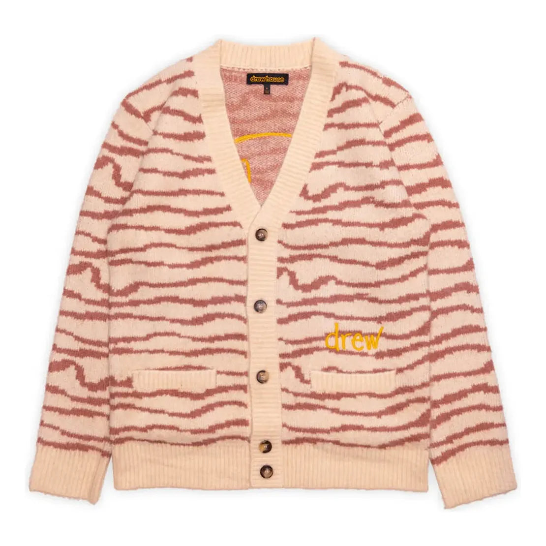 Drew House Sketch Mascot Squiggle Cardigan 'Ivory Mauve' DR-FW21-054