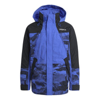 adidas originals Colorblock Printing Sports hooded down Jacket Blue H13578