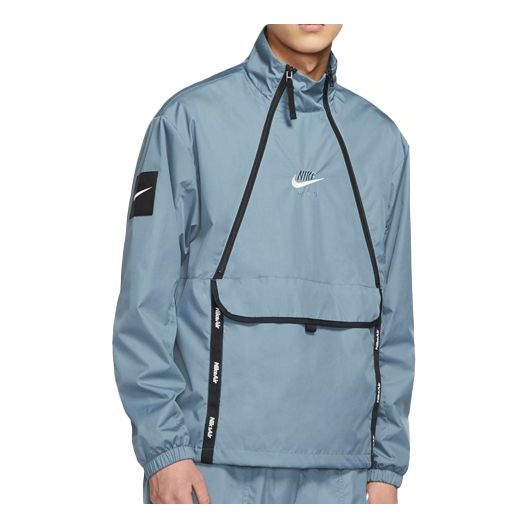 Nike Air Woven Reflective logo Stand Collar Jacket 'Blue' CU4119-031