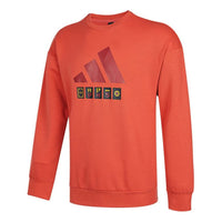 Men's adidas St Story Sweat Large Logo Printing Sports Round Neck Pullover Orange Red H39215